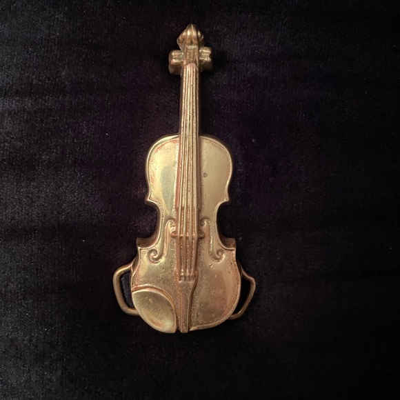 Vintage 1970’s Brass Fiddle/Violin Belt Buckle by Waisted Belts - Picture 3 of 9